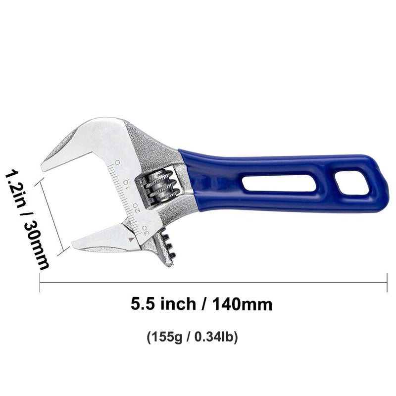 Ainuosen Large Opening Adjustable Wrench Spanner with Short Handle 5''(Max Opening: 30mm/1.2 inch) - Image 3